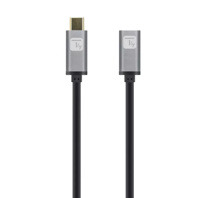 Techly USB 3.2 Gen 2 USB-C M/F Cable 1m Black, 1 m, USB C, USB C, USB 3.2 Gen 2 (3.1 Gen 2), 10 Gbit/s, Black, Grey