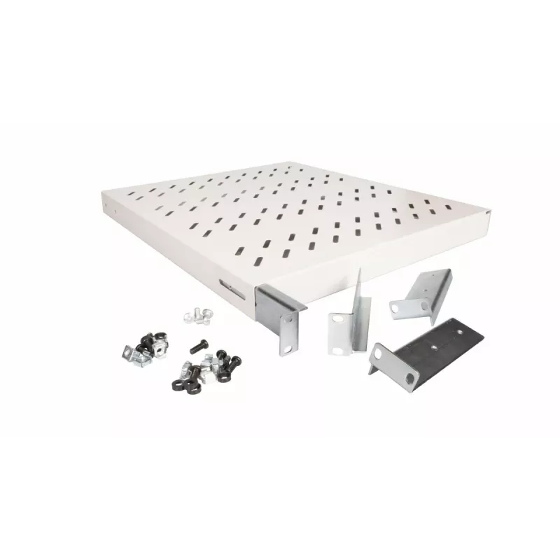 EQUIP EZVS-19-1-50-G 19 inch 1U Fixed Rack Shelf 500mm Deep Light Grey (RAL 7035), 25kg Load