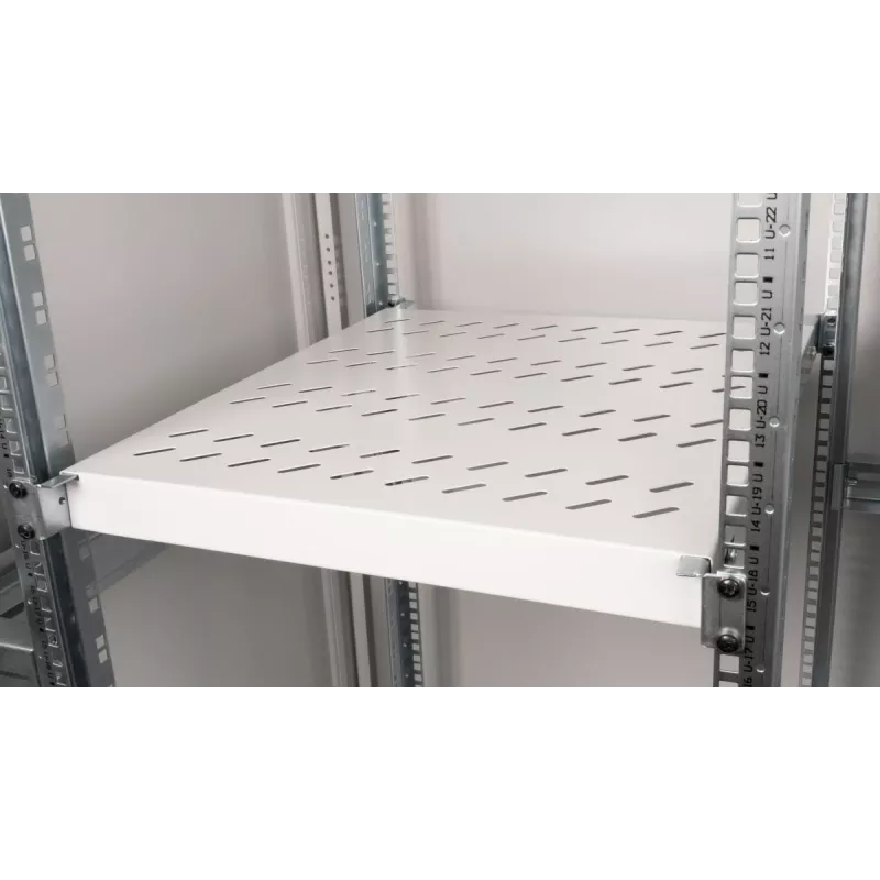 EQUIP EZVS-19-1-50-G 19 inch 1U Fixed Rack Shelf 500mm Deep Light Grey (RAL 7035), 25kg Load