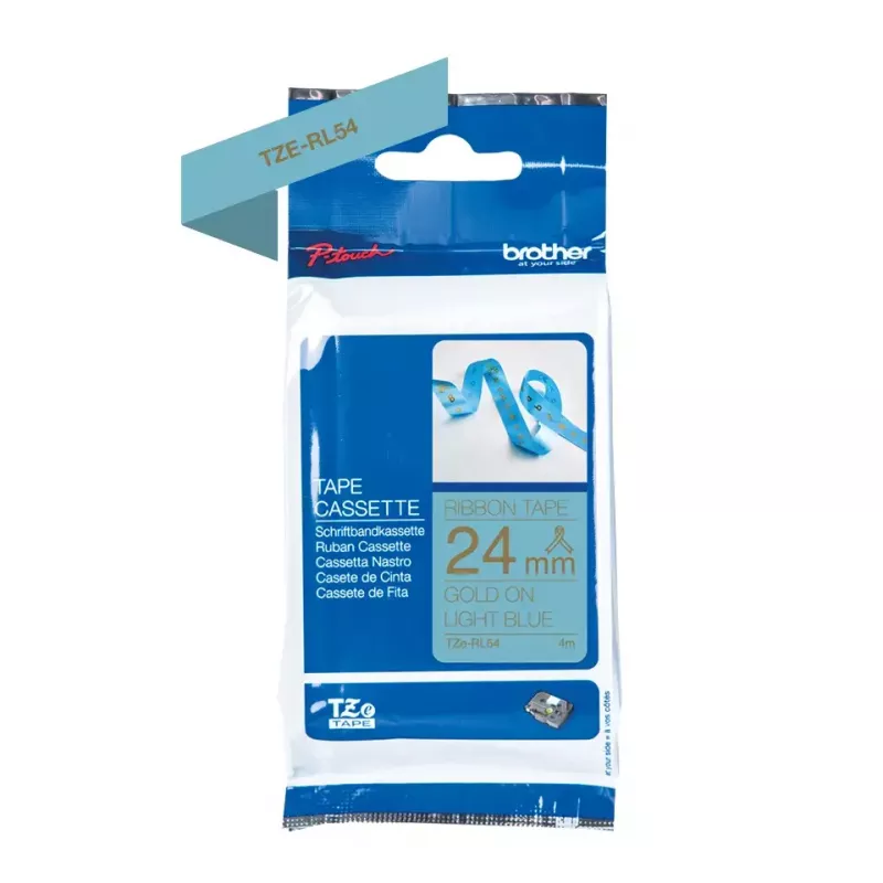 Brother TZE-RL54 label-making tape Gold on blue