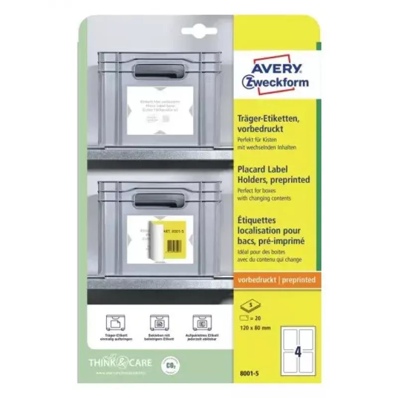 Avery Placard Label Holders Light grey Self-adhesive printer label A4