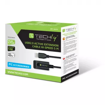 Techly IUSB-REP20TY USB cable USB 2.0 5 m USB A Black