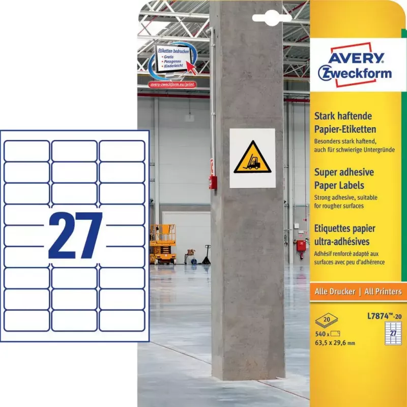 Self-adhesive label Avery L7874-20 Rounded rectangle