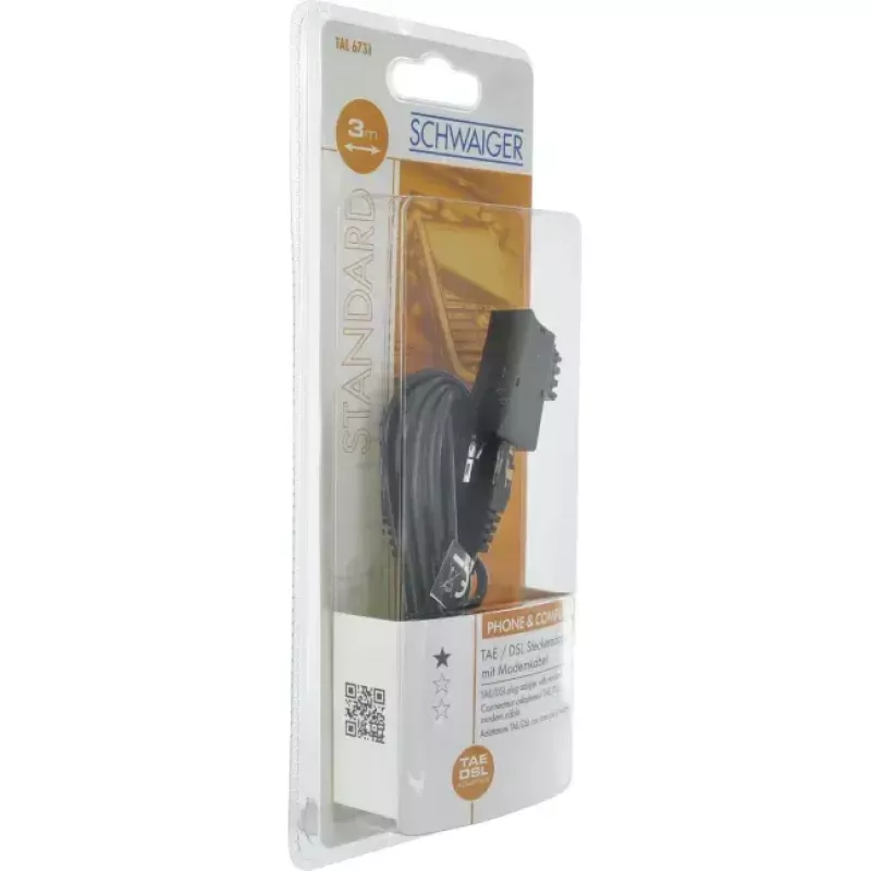 Network Cable Schwaiger TAL6731 533 RJ45 RJ45/TAE-F 3m Black