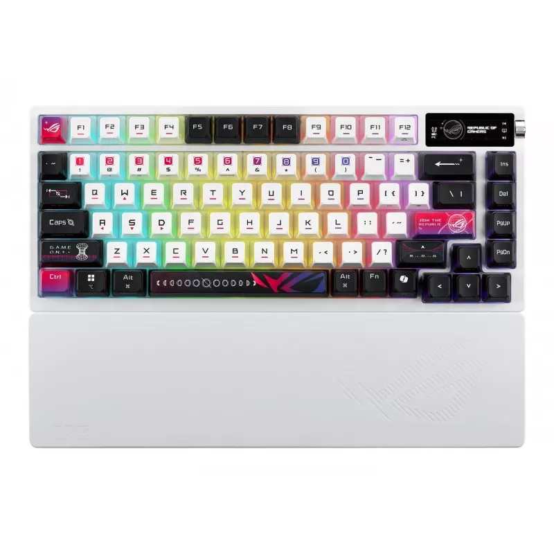 Mechanical Gaming Keyboard ASUS ROG Azoth X — 75% layout, USB + RF Wireless + Bluetooth, RGB, Wrist Rest, Black/White