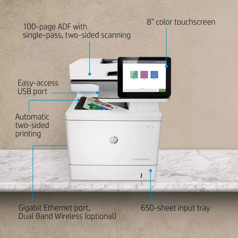 HP Color LaserJet Enterprise MFP M578dn, Laser, Colour printing, 1200 x 1200 DPI, A4, Direct printing, White