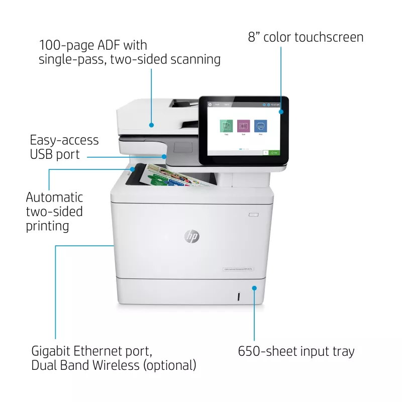 HP Color LaserJet Enterprise MFP M578dn, Laser, Colour printing, 1200 x 1200 DPI, A4, Direct printing, White