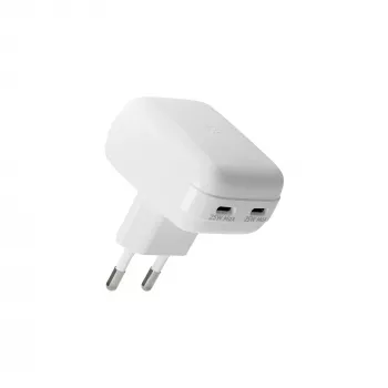 EU Flat Wall Charger d bramante re-charge Pro — 2× USB-C 25W, Indoor, White