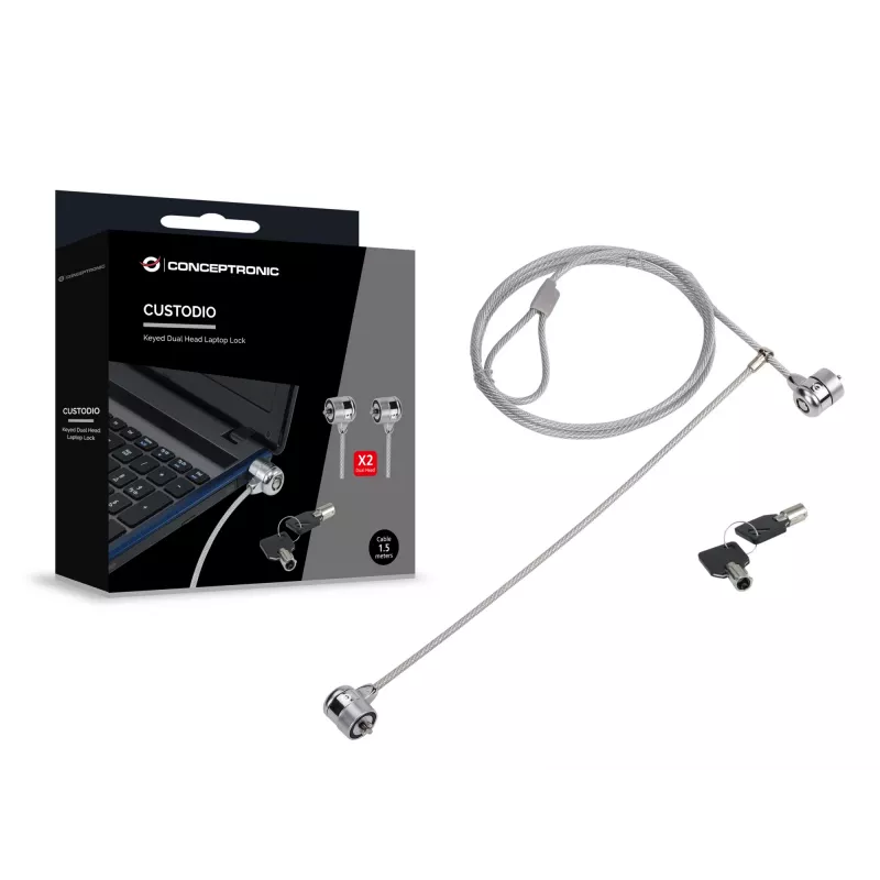 Laptop Lock Conceptronic CNBSLOCK15T 1.5m Silver 2 Keys