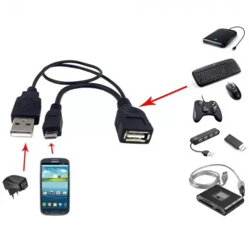 Techly USB 2.0 Cable OTG A F Micro USB M with USB 30cm Black ICOC MUSB-MC2
