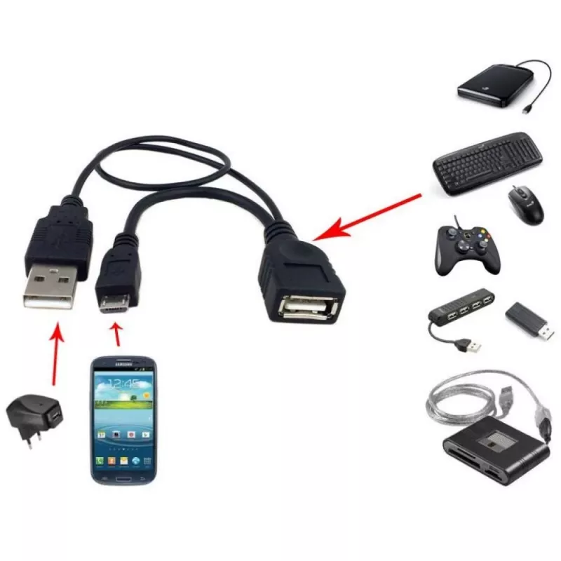Techly USB 2.0 Cable OTG A F Micro USB M with USB 30cm Black ICOC MUSB-MC2