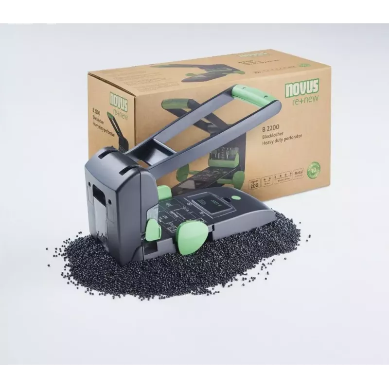 Hole Punch Novus B 2200 re+new 200 sheets Black Green
