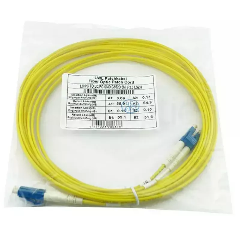 Fibre optic patch cable BlueOptics SFP3131BU3MK 3 m OS2 LC–LC yellow, 9 µm, full duplex