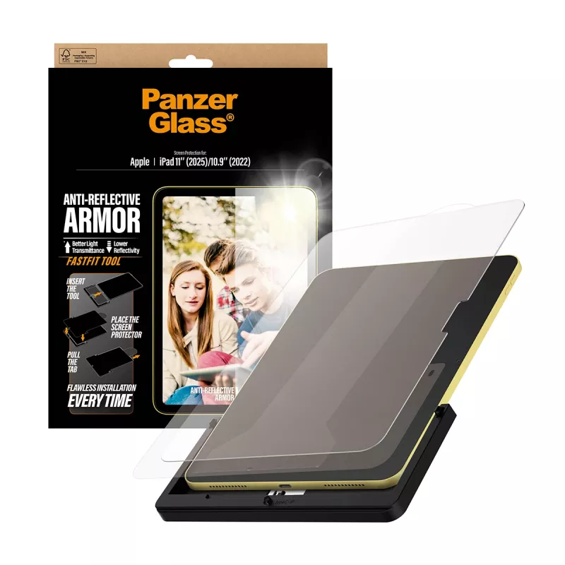 Screen protector PanzerGlass Anti-Reflective Armor for iPad 11 inch (2025-2026) / 10.9 inch (2022) Ultra-Wide Fit with Fastfit tool