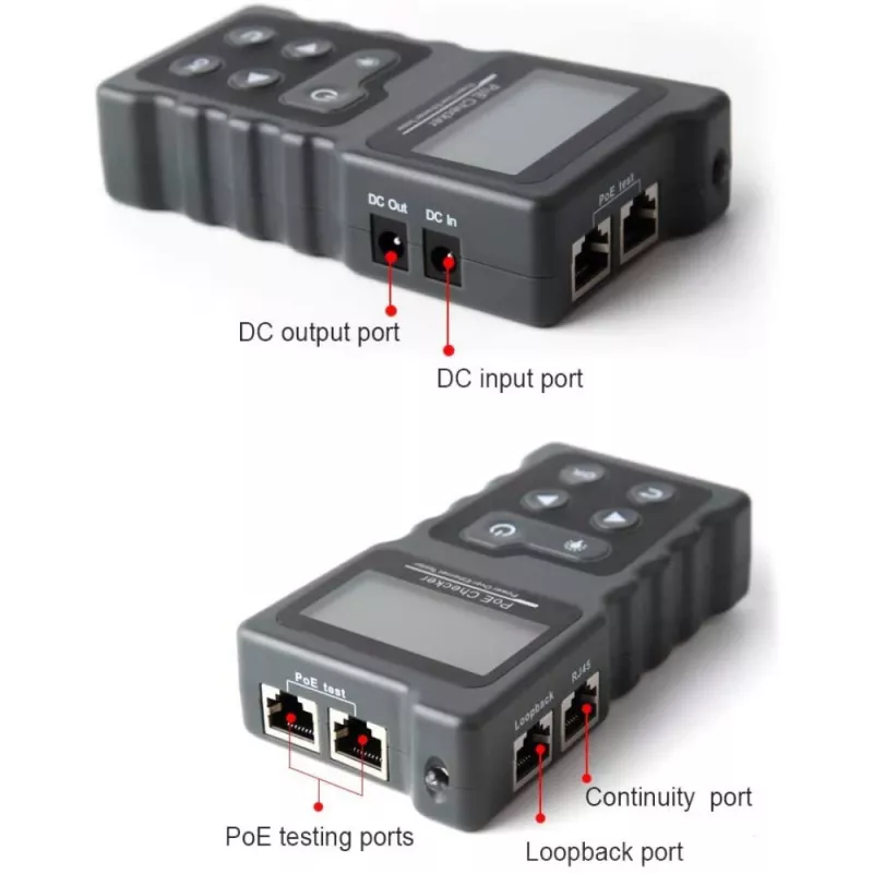 Techly I-CT PRO-POECK network cable tester PoE tester Black, Grey