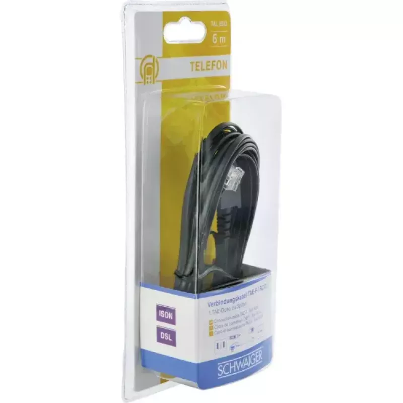 Cable Schwaiger 6.0m RJ-12 - TAE-F 6 m Black