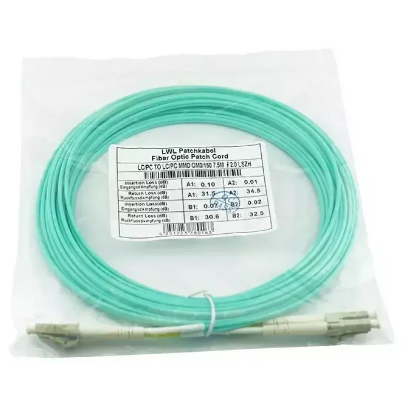 BlueOptics InfiniBand Fibre Optic Cable 7.5m 2x LC LC/APC Green