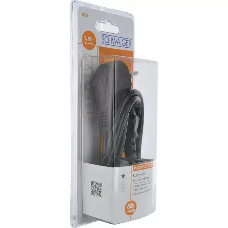 Schuko/C13 M/F Power Cable 1.8m Schwaiger CK80531