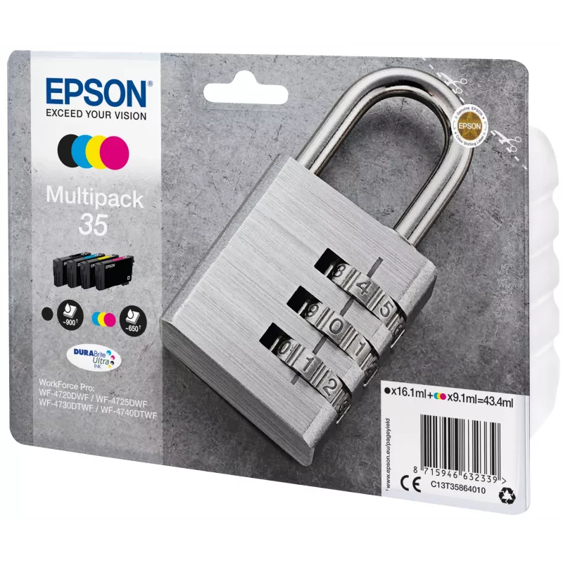 Epson Padlock Multipack 4-colours 35 DURABrite Ultra Ink, Standard Yield, Black, Cyan, Magenta, Yellow, Pigment-based ink, 16.1 ml, 9.1 ml, 1 pc(s)