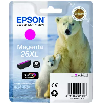 Epson Polar bear Singlepack Magenta 26XL Claria Premium Ink, High (XL) Yield, Magenta, Pigment-based ink, 1 pc(s)