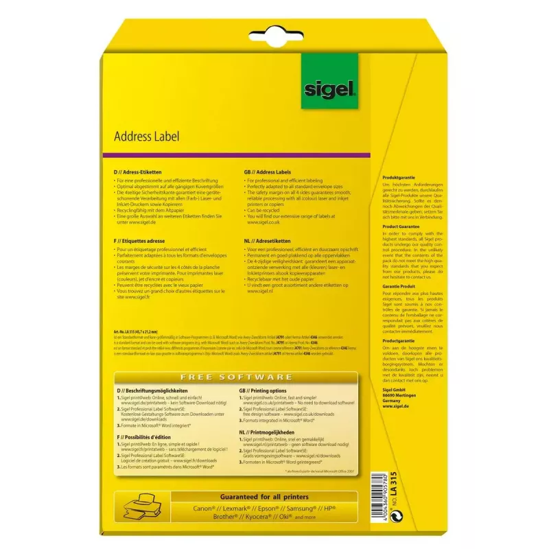 Addressing label Sigel LA315