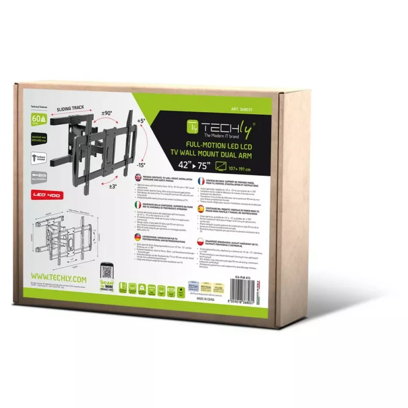 Techly ICA-PLB-473 TV mount/stand 190.5 cm (75 inch) Black