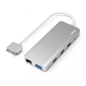 Hama 00200133 laptop dock/port replicator USB 3.2 Gen 1 (3.1 Gen 1) Type-C Silver, White
