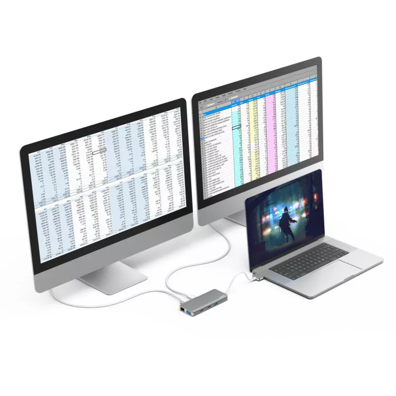 Hama 00200133 laptop dock/port replicator USB 3.2 Gen 1 (3.1 Gen 1) Type-C Silver, White