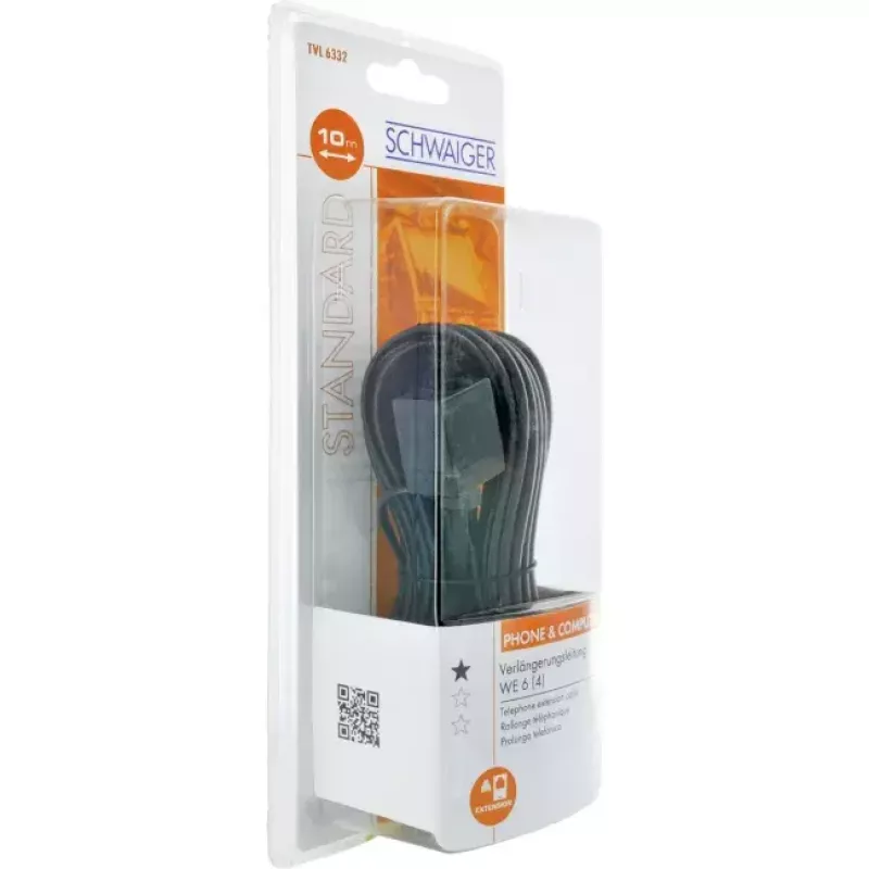 Network Cable Schwaiger 10m RJ-11 - RJ-11 Black