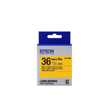 Epson Label Cartridge Pastel LK-7YBP Black/Yellow 36mm (9m), Black on yellow, Japan, LabelWorks LW-1000P, LW-900P, 3.6 cm, 9 m, 1 pc(s)