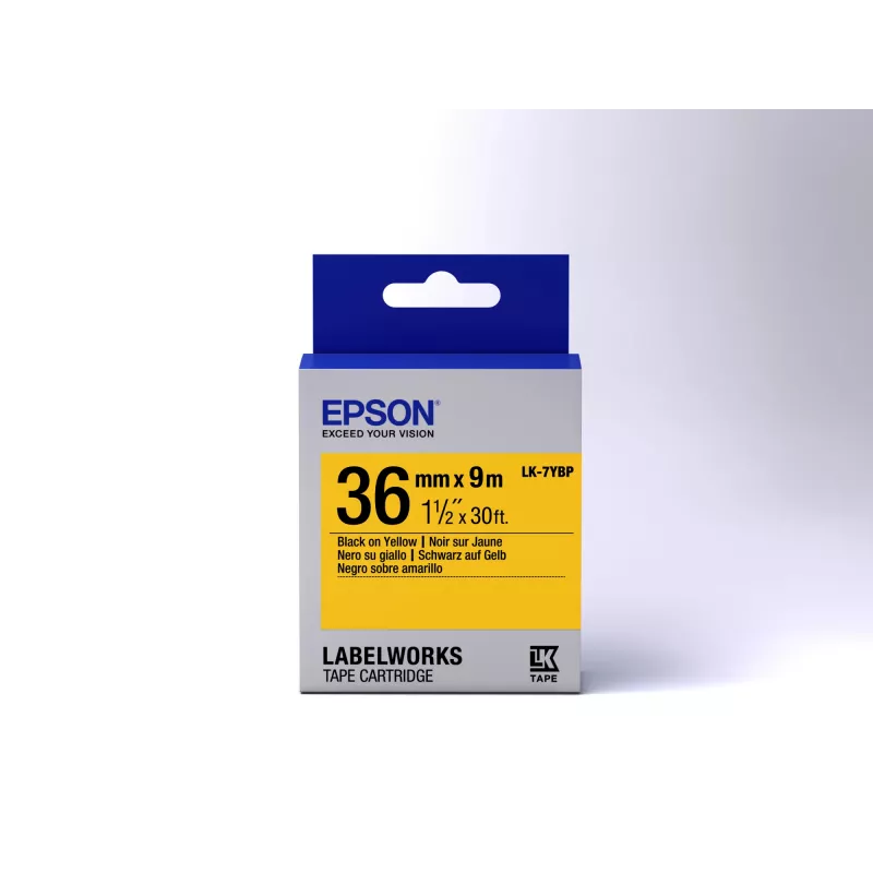 Epson Label Cartridge Pastel LK-7YBP Black/Yellow 36mm (9m), Black on yellow, Japan, LabelWorks LW-1000P, LW-900P, 3.6 cm, 9 m, 1 pc(s)