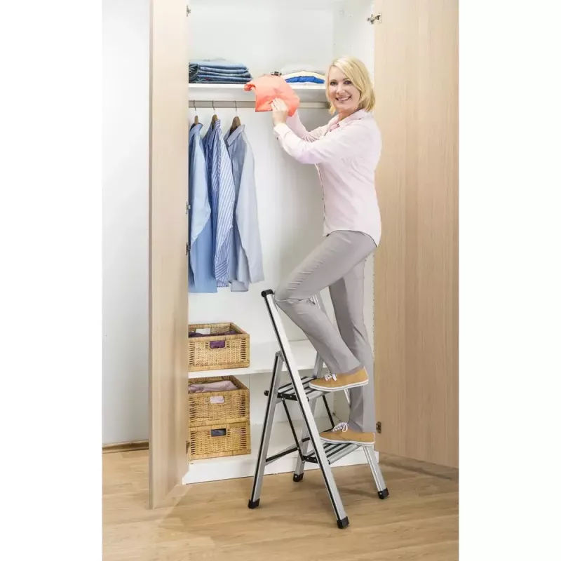 Household ladder Wenko 601011100 Aluminium design folding stepladder 2-step