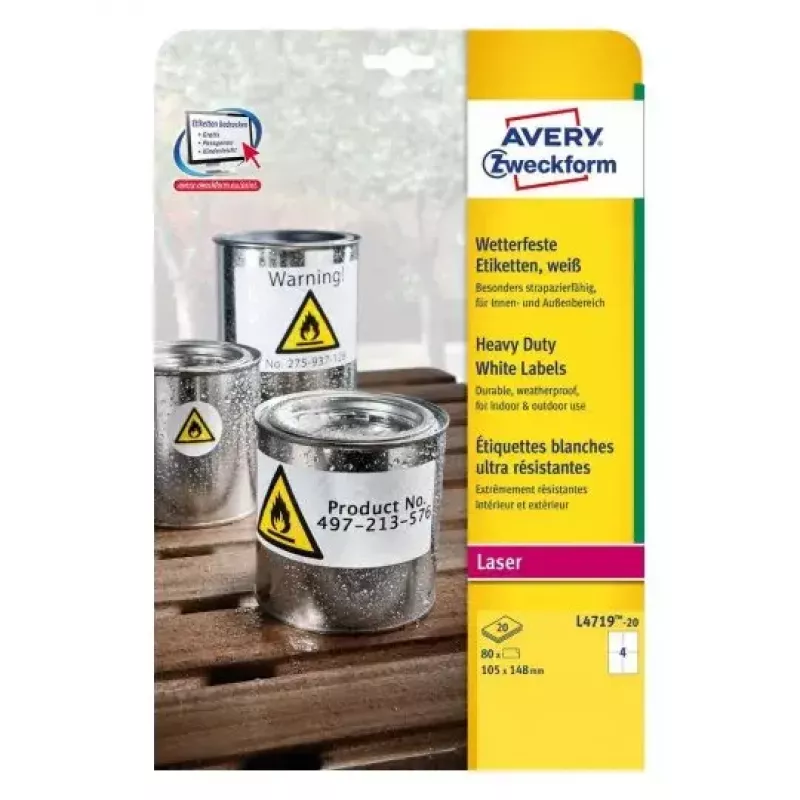 Self-adhesive printer label Avery L4719-20
