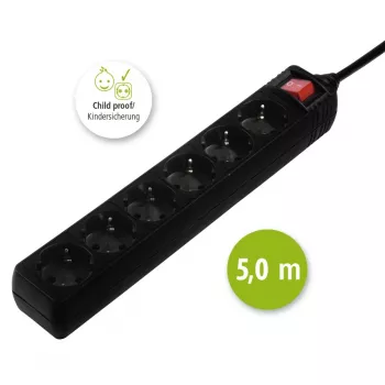 Hama 137266 power extension 6 AC outlet(s) Indoor Black