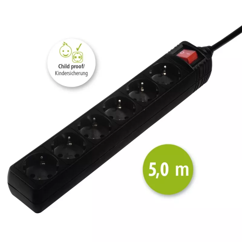 Hama 137266 power extension 6 AC outlet(s) Indoor Black