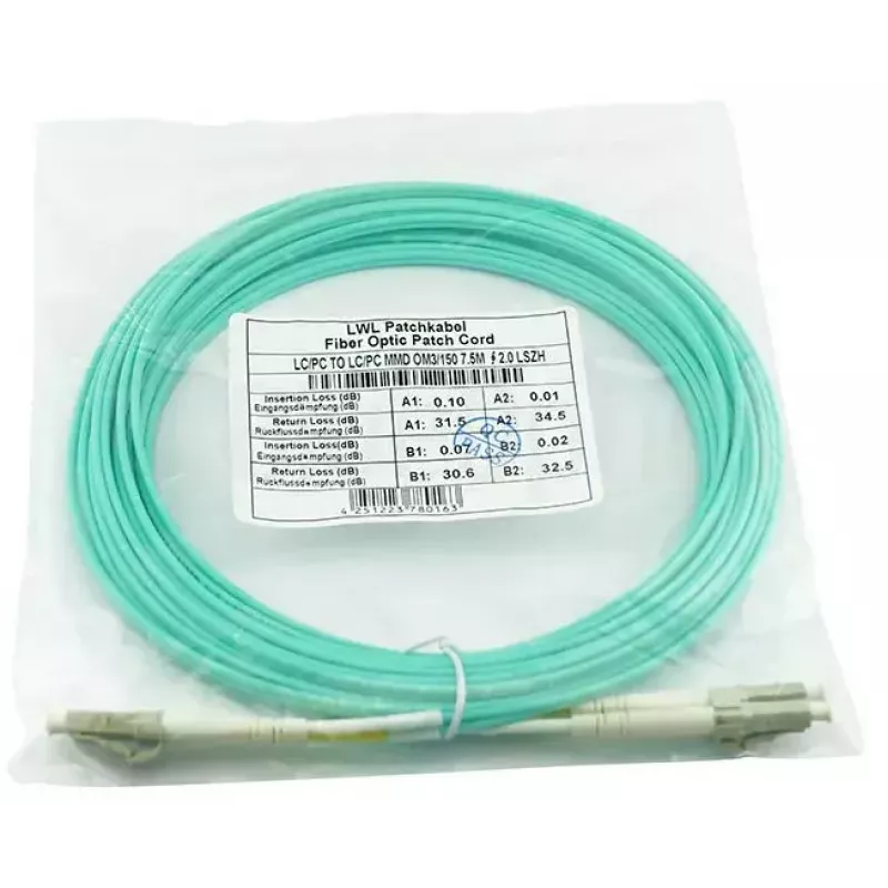 Fibre optic cable BlueOptics AJ833A 0.5 m LC OM3 Aqua