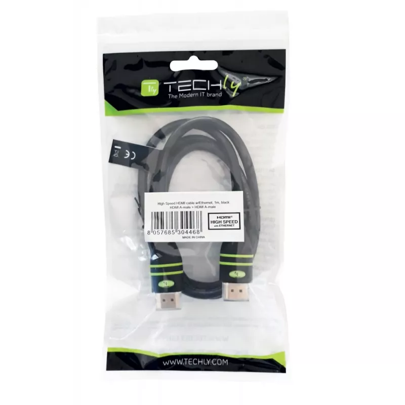 Techly 0.5m High Speed HDMI Cable with Ethernet A/A M/M Black ICOC HDMI-4-005