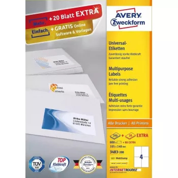 Self-adhesive label Rectangle AVERY 3483-200