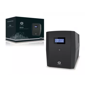 Conceptronic ZEUS 2200VA 1320W UPS, IEC + schuko socket, Line-Interactive, 2.2 kVA, 1320 W, 220 V, 240 V, 220 V