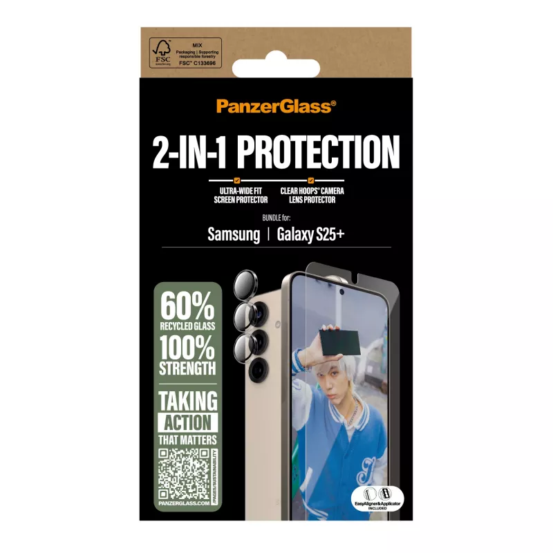 PanzerGlass 2-in-1 Protection Bundle Samsung Galaxy S25+ Scratch Shock Resistant
