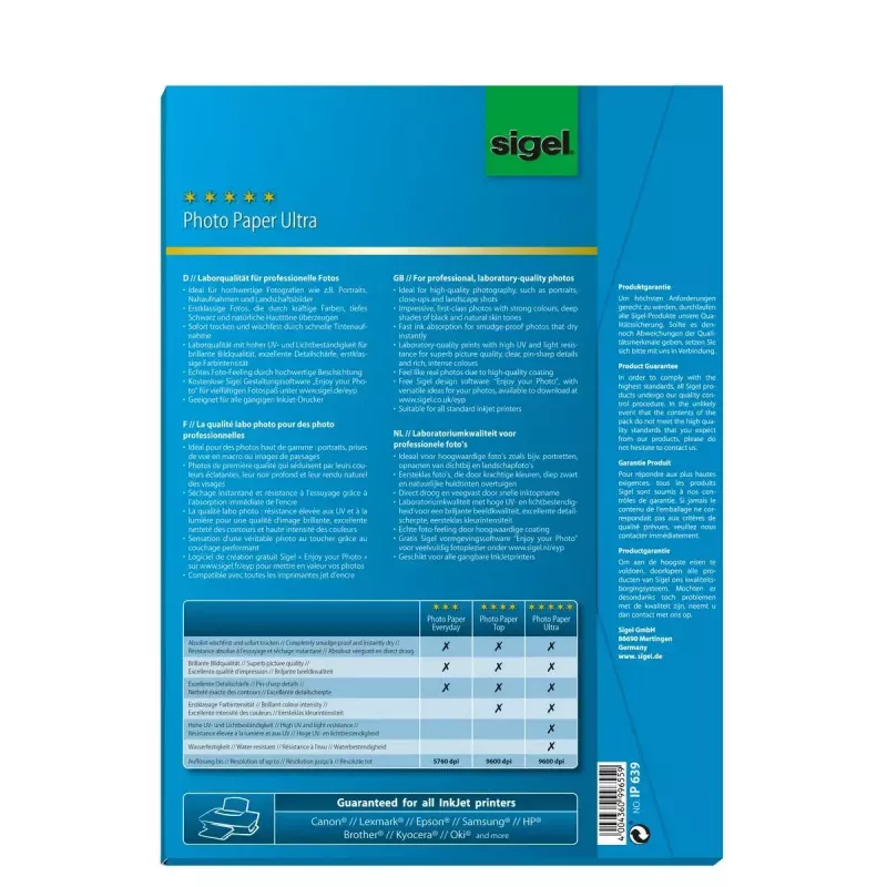 Printing Paper A4 Sigel IP639 Gloss 50 Sheets White
