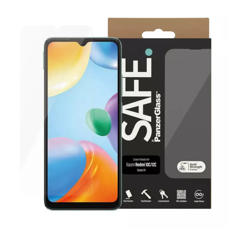 Screen Protector PanzerGlass SAFE. by ® Xiaomi Redmi 10C Scratch Shock Resistant