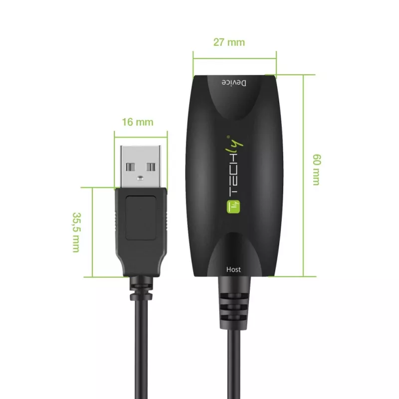 Techly SuperSpeed USB3.0 Active Extension Cable 5m Black ICUR3050
