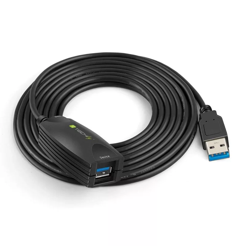Techly SuperSpeed USB3.0 Active Extension Cable 5m Black ICUR3050
