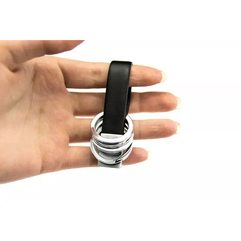 Keyring TROIKA TWISTER Black Silver Leather Metal 16mm 9mm