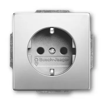 Socket outlet Busch-Jaeger 2011-0-3850 CEE 7/3 2P+E 250 V 16 A Stainless steel silver 71×41 mm