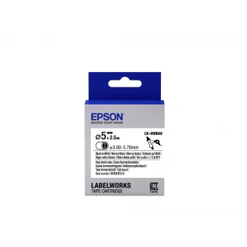 Epson Label Cartridge Heat Shrink Tube (HST) LK-4WBA5 Black/White D5mm (2.5m)