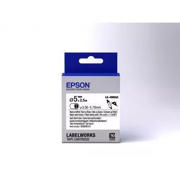 Epson Label Cartridge Heat Shrink Tube (HST) LK-4WBA5 Black/White D5mm (2.5m)