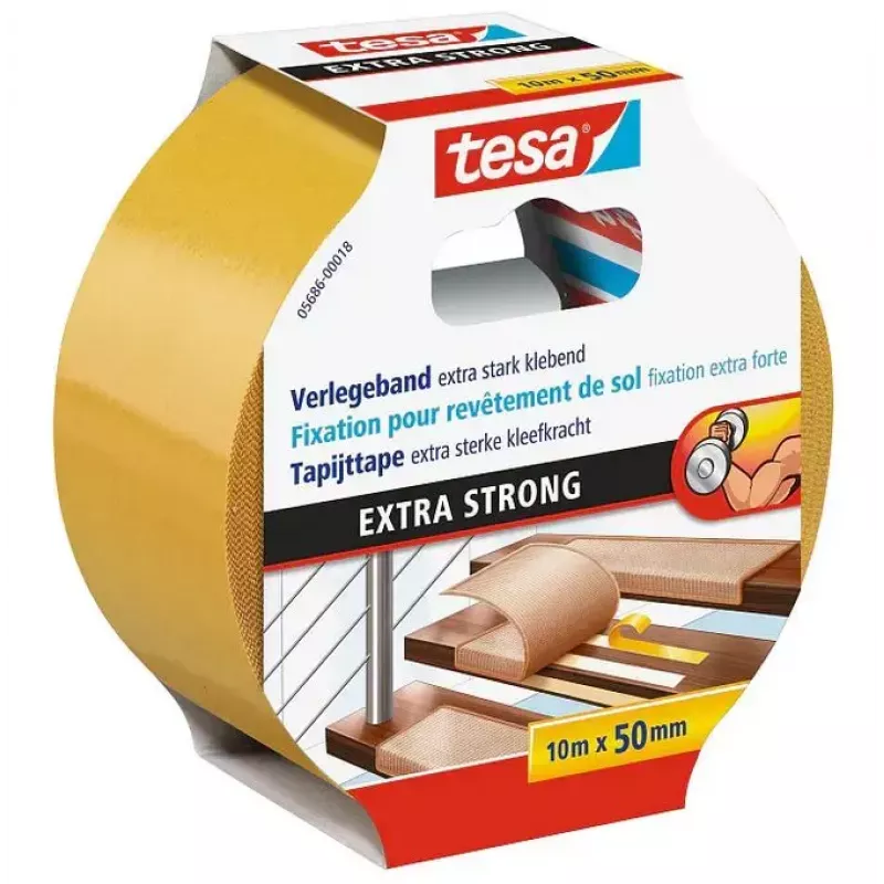 Tesa tape 5686 — polypropylene (PP) fastening tape, 10 m × 50 mm × 0.24 mm, white