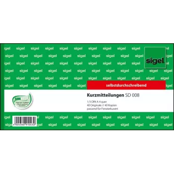 Business Form Sigel SD008 Green 1/3 A4 80 Sheets